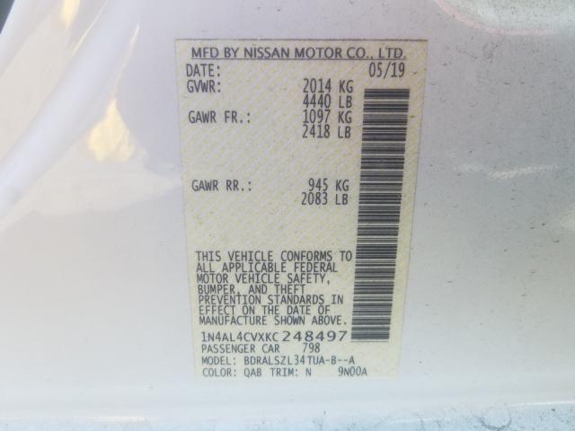 Photo 9 VIN: 1N4AL4CVXKC248497 - NISSAN ALTIMA SR 