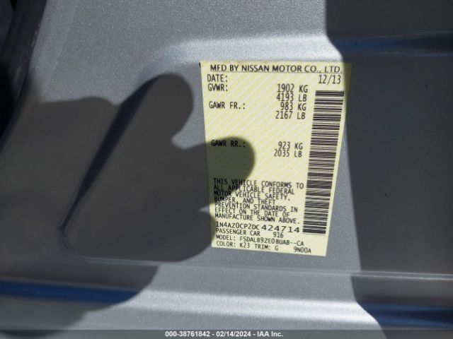 Photo 8 VIN: 1N4AZ0CP2DC424714 - NISSAN LEAF 