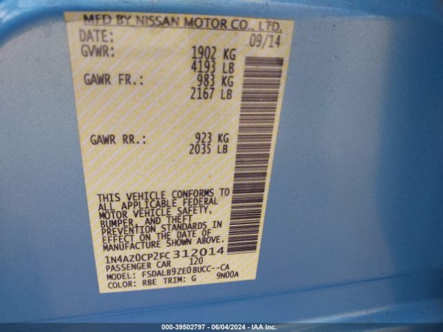 Photo 8 VIN: 1N4AZ0CP2FC312014 - NISSAN LEAF 