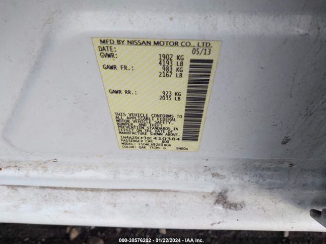 Photo 8 VIN: 1N4AZ0CP3DC410384 - NISSAN LEAF 