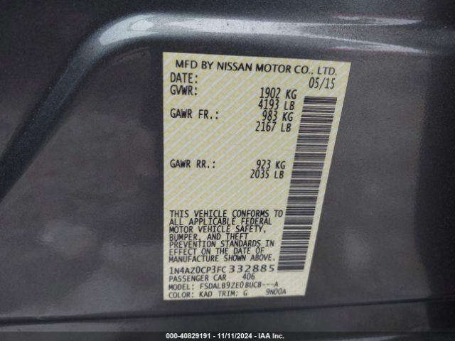 Photo 8 VIN: 1N4AZ0CP3FC332885 - NISSAN LEAF 