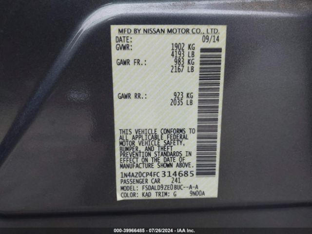 Photo 8 VIN: 1N4AZ0CP4FC314685 - NISSAN LEAF 