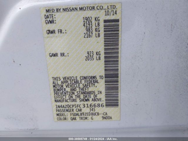 Photo 8 VIN: 1N4AZ0CP5FC316686 - NISSAN LEAF 