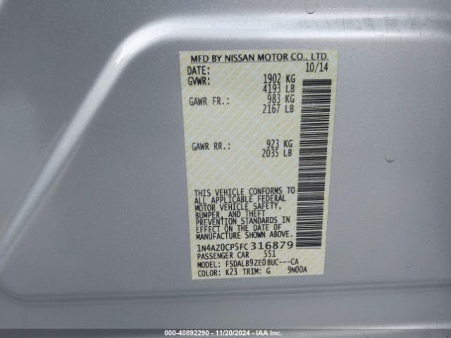 Photo 8 VIN: 1N4AZ0CP5FC316879 - NISSAN LEAF 