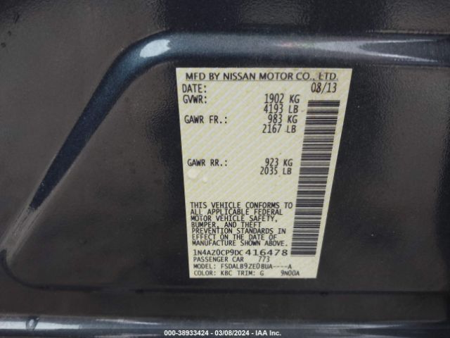 Photo 8 VIN: 1N4AZ0CP9DC416478 - NISSAN LEAF 