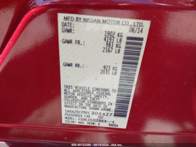 Photo 8 VIN: 1N4AZ0CP9FC304427 - NISSAN LEAF 