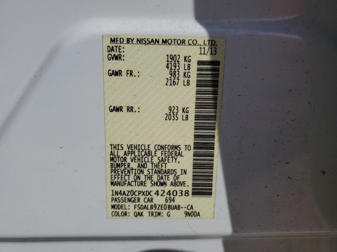 Photo 11 VIN: 1N4AZ0CPXDC424038 - NISSAN LEAF 