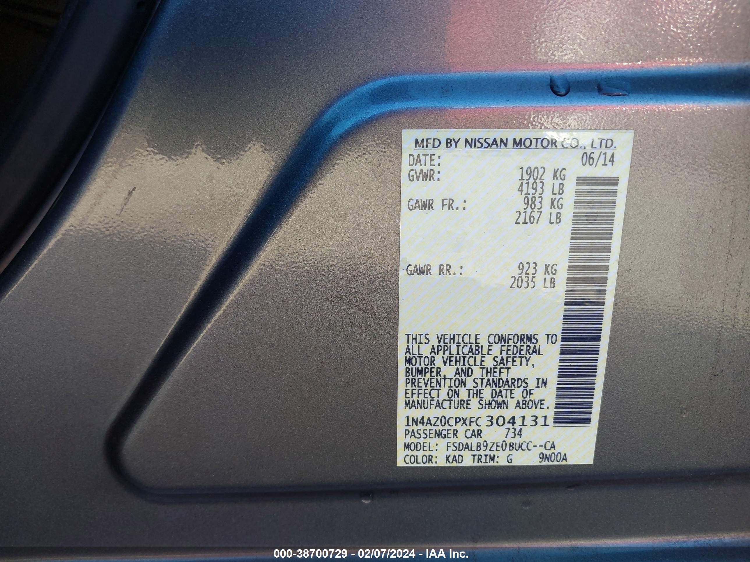 Photo 8 VIN: 1N4AZ0CPXFC304131 - NISSAN LEAF 