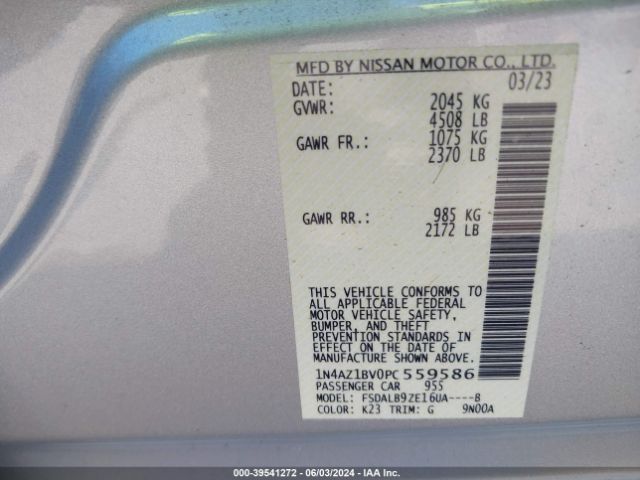 Photo 8 VIN: 1N4AZ1BV0PC559586 - NISSAN LEAF 