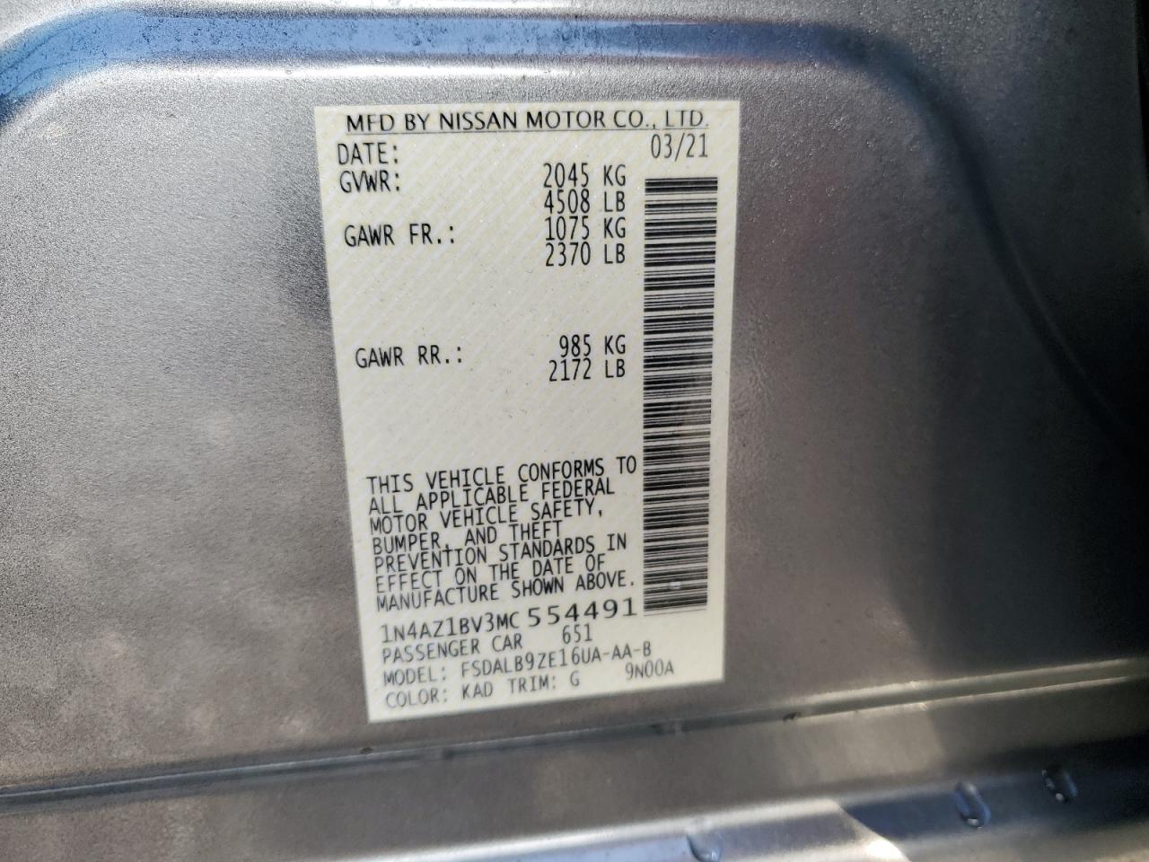 Photo 11 VIN: 1N4AZ1BV3MC554491 - NISSAN LEAF 