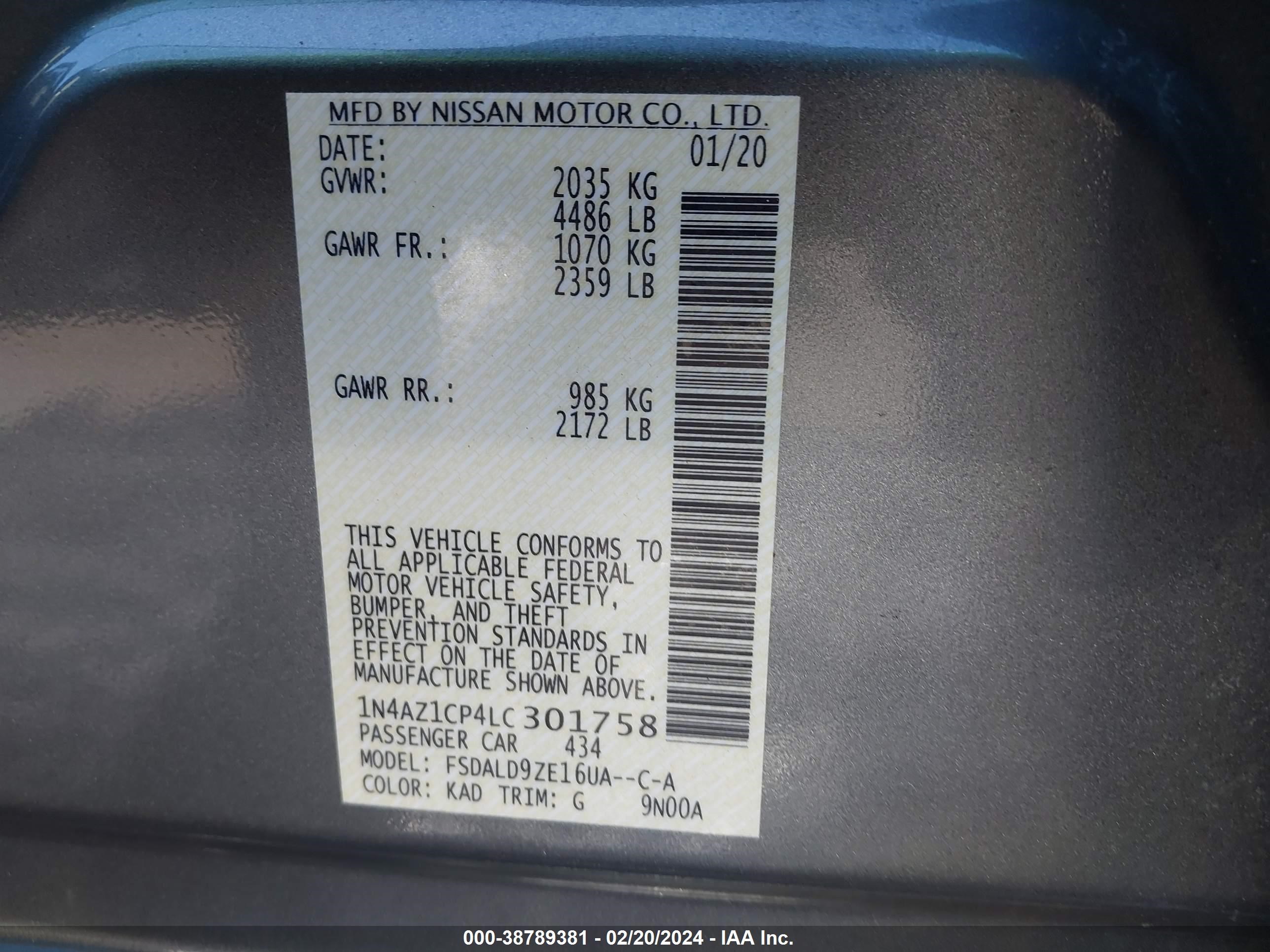 Photo 8 VIN: 1N4AZ1CP4LC301758 - NISSAN LEAF 