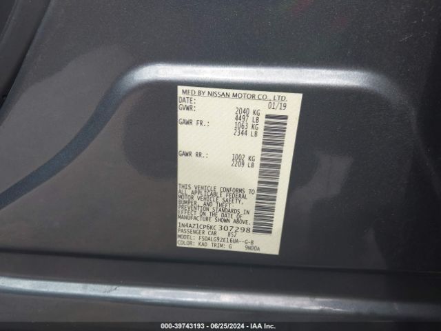 Photo 8 VIN: 1N4AZ1CP6KC307298 - NISSAN LEAF 