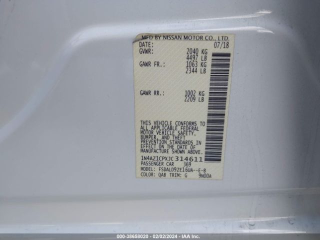 Photo 8 VIN: 1N4AZ1CPXJC314611 - NISSAN LEAF 