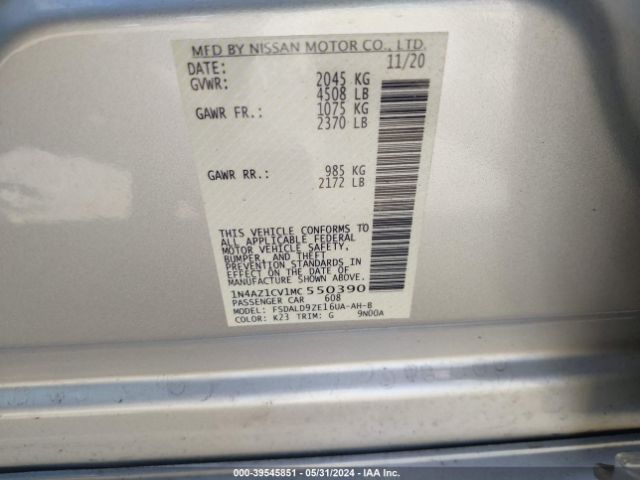 Photo 8 VIN: 1N4AZ1CV1MC550390 - NISSAN LEAF 