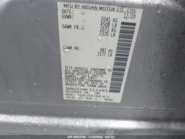 Photo 8 VIN: 1N4AZ1CV1MC551491 - NISSAN LEAF 