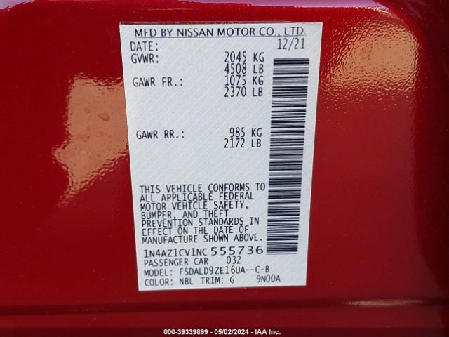 Photo 8 VIN: 1N4AZ1CV1NC555736 - NISSAN LEAF 