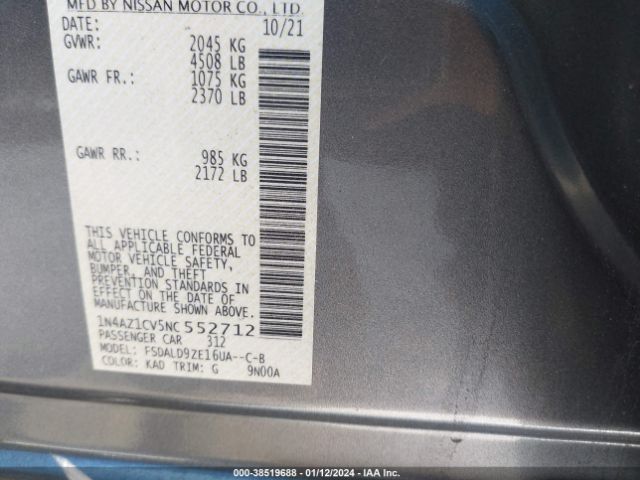 Photo 8 VIN: 1N4AZ1CV5NC552712 - NISSAN LEAF 