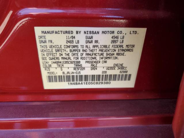 Photo 11 VIN: 1N4BA41E05C829380 - NISSAN MAXIMA SE 