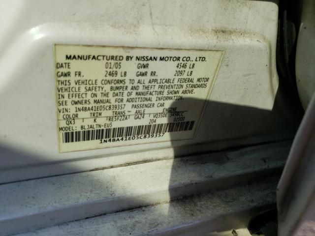 Photo 11 VIN: 1N4BA41E05C839357 - NISSAN MAXIMA SE 