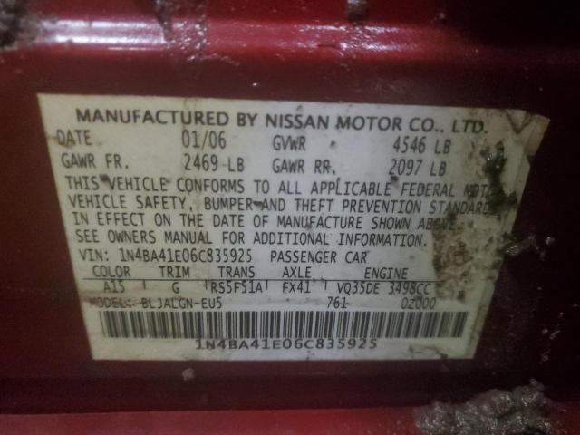 Photo 12 VIN: 1N4BA41E06C835925 - NISSAN MAXIMA 