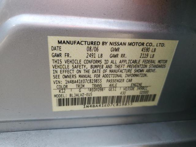 Photo 11 VIN: 1N4BA41E07C819855 - NISSAN MAXIMA SE 