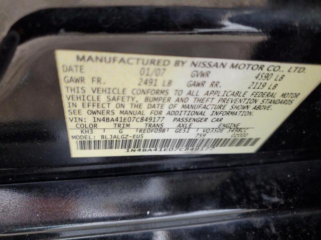 Photo 11 VIN: 1N4BA41E07C849177 - NISSAN MAXIMA SE 