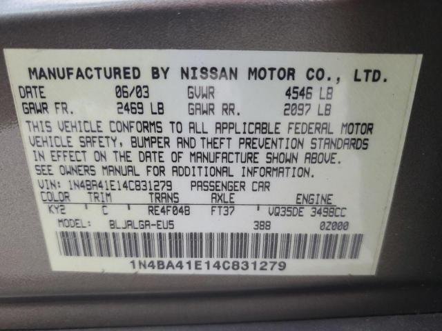 Photo 11 VIN: 1N4BA41E14C831279 - NISSAN MAXIMA 