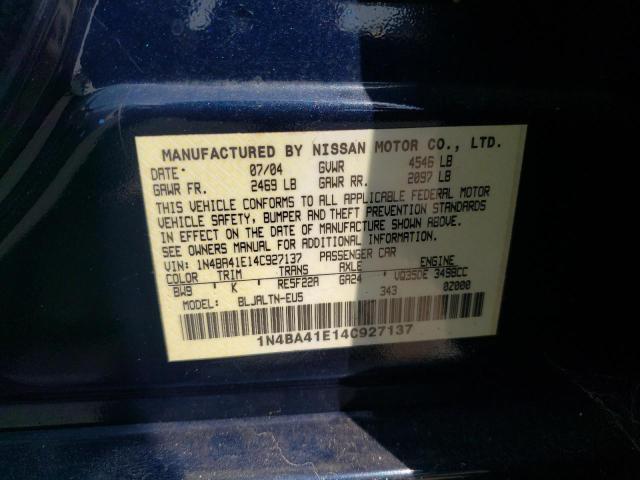 Photo 11 VIN: 1N4BA41E14C927137 - NISSAN MAXIMA SE 