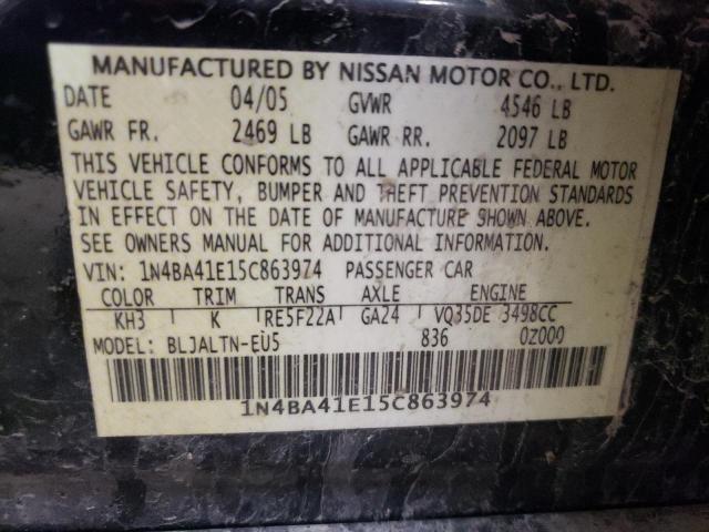 Photo 9 VIN: 1N4BA41E15C863974 - NISSAN MAXIMA SE 