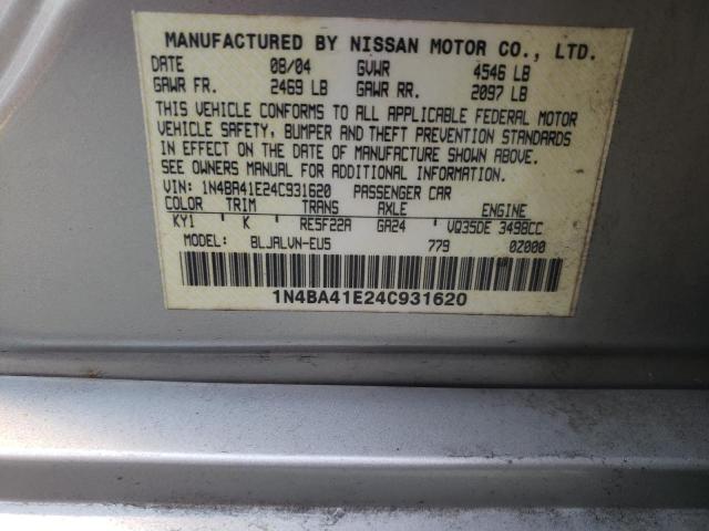 Photo 11 VIN: 1N4BA41E24C931620 - NISSAN MAXIMA SE 