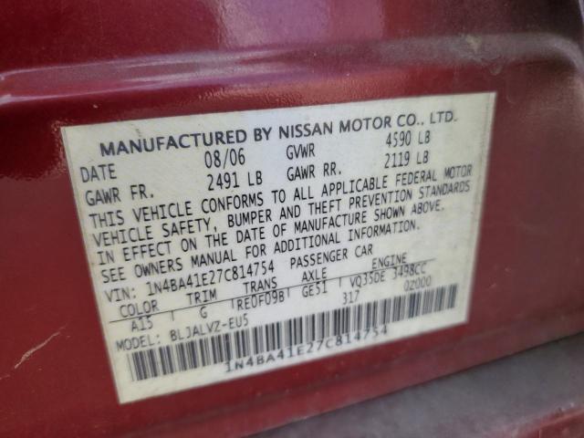 Photo 12 VIN: 1N4BA41E27C814754 - NISSAN MAXIMA SE 