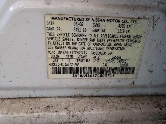 Photo 11 VIN: 1N4BA41E37C803715 - NISSAN MAXIMA 