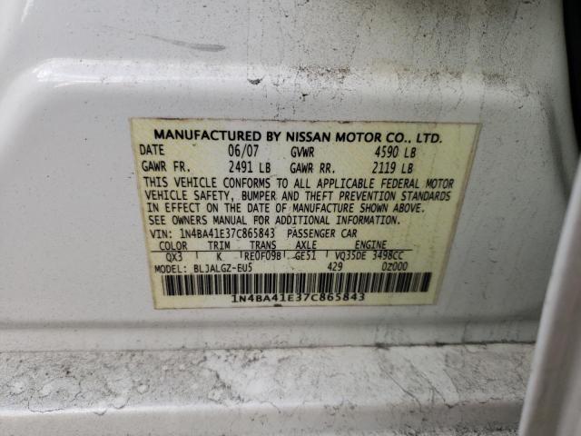 Photo 11 VIN: 1N4BA41E37C865843 - NISSAN MAXIMA 