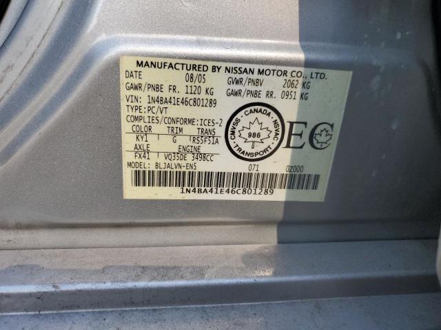 Photo 11 VIN: 1N4BA41E46C801289 - NISSAN MAXIMA SE 