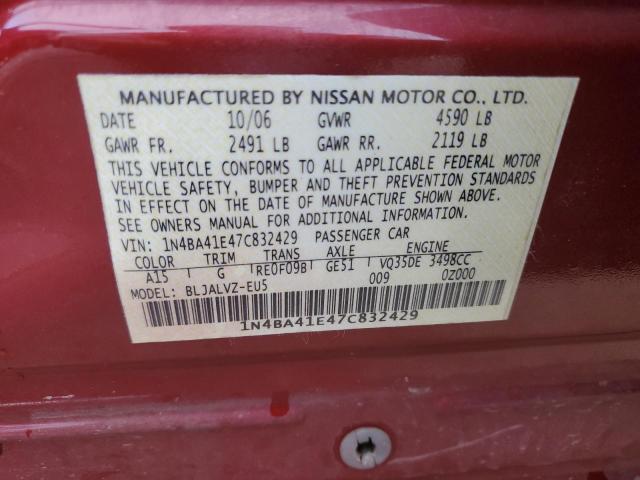 Photo 12 VIN: 1N4BA41E47C832429 - NISSAN MAXIMA SE 