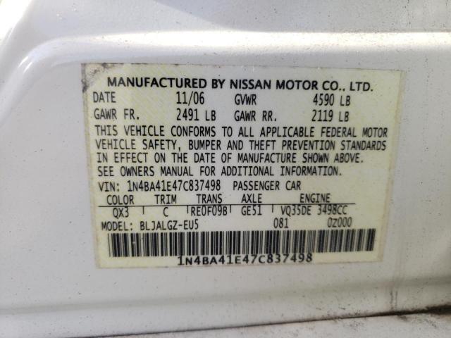 Photo 11 VIN: 1N4BA41E47C837498 - NISSAN MAXIMA SE 