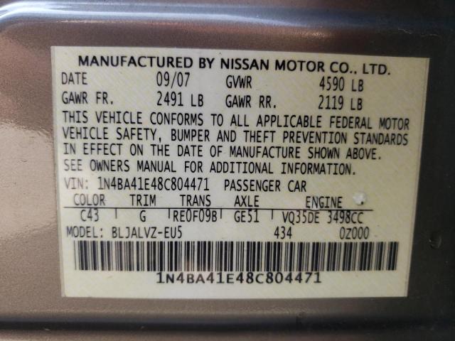 Photo 11 VIN: 1N4BA41E48C804471 - NISSAN MAXIMA 