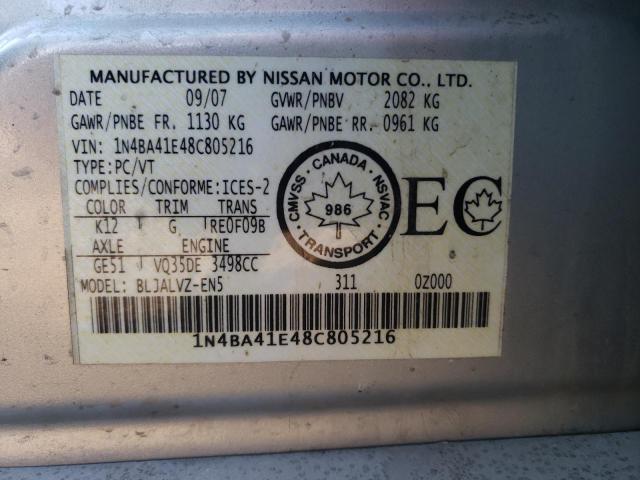 Photo 9 VIN: 1N4BA41E48C805216 - NISSAN MAXIMA SE 