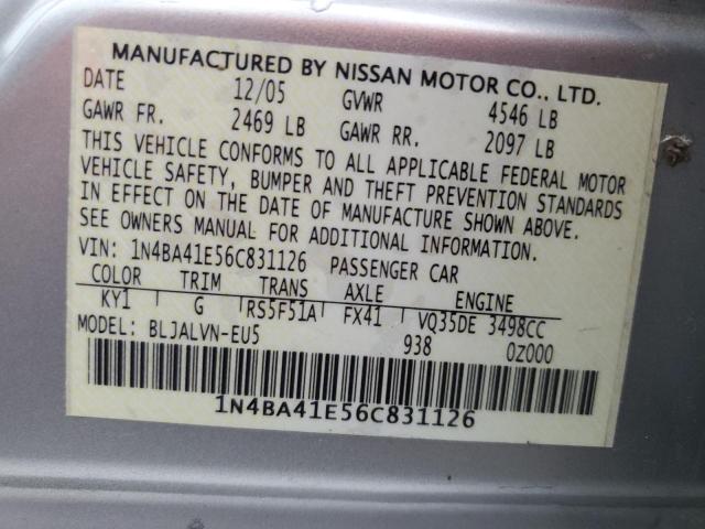 Photo 11 VIN: 1N4BA41E56C831126 - NISSAN MAXIMA SE 