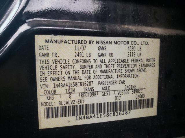 Photo 9 VIN: 1N4BA41E58C816287 - NISSAN MAXIMA SE 