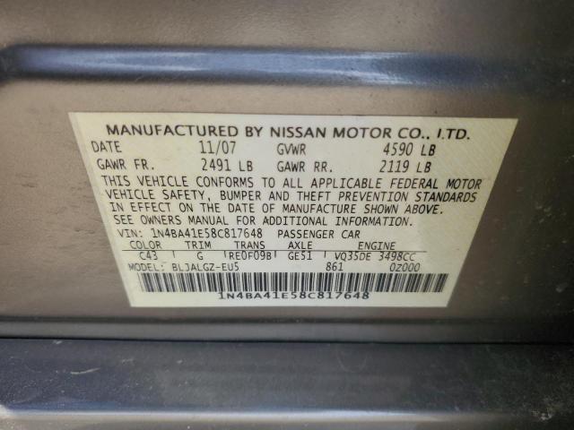 Photo 11 VIN: 1N4BA41E58C817648 - NISSAN MAXIMA SE 