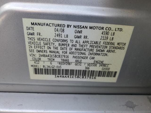 Photo 11 VIN: 1N4BA41E58C837916 - NISSAN MAXIMA SE 