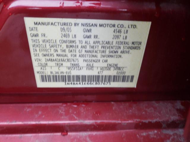 Photo 9 VIN: 1N4BA41E66C807675 - NISSAN MAXIMA 