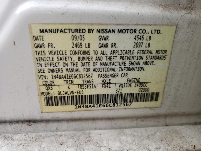 Photo 9 VIN: 1N4BA41E66C812567 - NISSAN MAXIMA 