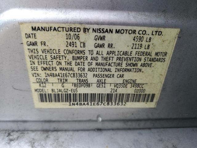 Photo 12 VIN: 1N4BA41E67C833632 - NISSAN MAXIMA SE 