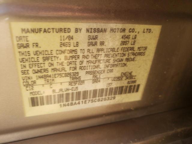 Photo 12 VIN: 1N4BA41E75C826329 - NISSAN MAXIMA SE 