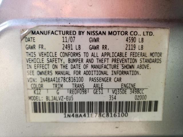 Photo 11 VIN: 1N4BA41E78C816100 - NISSAN MAXIMA SE 