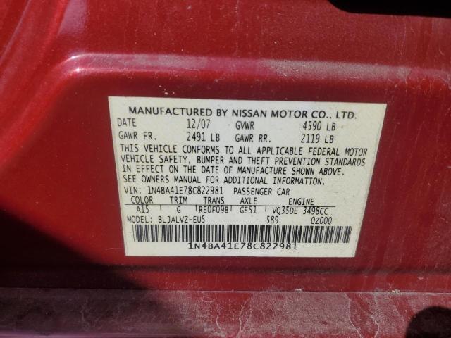 Photo 12 VIN: 1N4BA41E78C822981 - NISSAN MAXIMA SE 