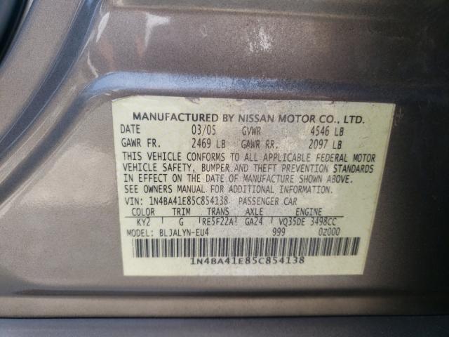 Photo 9 VIN: 1N4BA41E85C854138 - NISSAN MAXIMA SE 