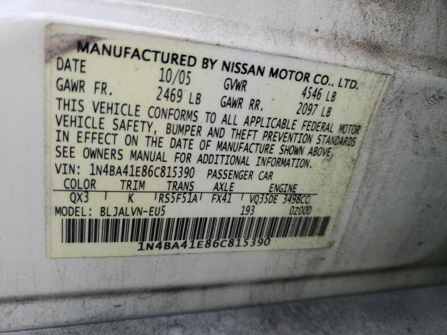 Photo 11 VIN: 1N4BA41E86C815390 - NISSAN MAXIMA SE 